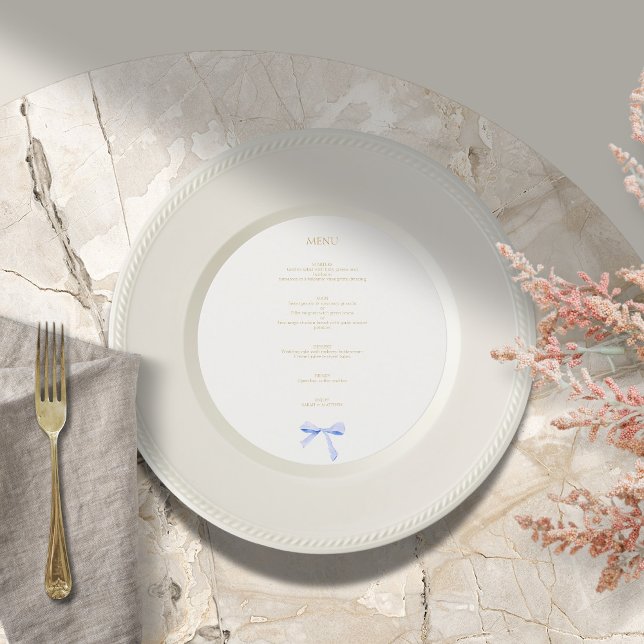 Menu Casamento com Círculo de Fita Azul Trendy (Criador carregado)