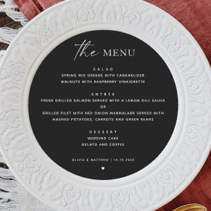 Menu Casamento com Círculo Moderno Negro   Ronda minima