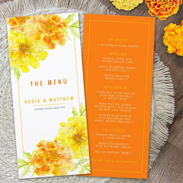 Menu Casamento com cor de laranja amarela Marigold (Criador carregado)