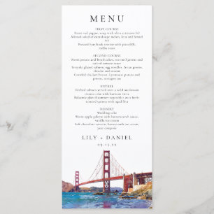 Menu Casamento com destino de aquarela em San Francisco