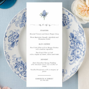 Menu Casamento com Espelho Azul Elegante
