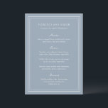 Menu Casamento com Eterno Azul Tradicional<br><div class="desc">Menu de casamento elegante com um design simples e clássico.</div>