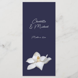 Menu Casamento com Flora Elegante Magnolia Branca em Ma