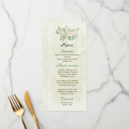 Menu Casamento com flores brancas de marfim