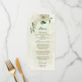 Menu Casamento com flores brancas de marfim