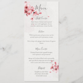 Menu Casamento com Flores de Cereja Rosa Floral