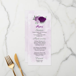 Menu Casamento com flores roxas