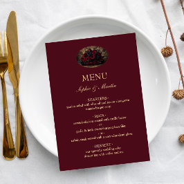 Menu Casamento com Foto Personalizada de Romance Gótico