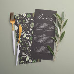 Menu Casamento com grafia botânica moderna e elegante p<br><div class="desc">Decoração de casamento rústico moderno natural monocromático verde floral e botânico menu. Com belo texto manuscrito e detalhes de aquarela de folhagem em verde sálvia,  cinza,  preto e branco. Esta coleção de casamento moderna certamente definirá o estilo para o seu grande dia.</div>