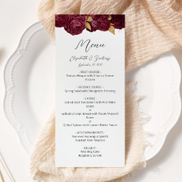 Menu Casamento com Grafia Moderna Floral em Dourado e B