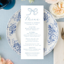 Menu Casamento com Laço Azul Elegante