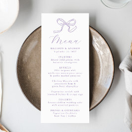 Menu Casamento com Laço de Lavanda Elegante
