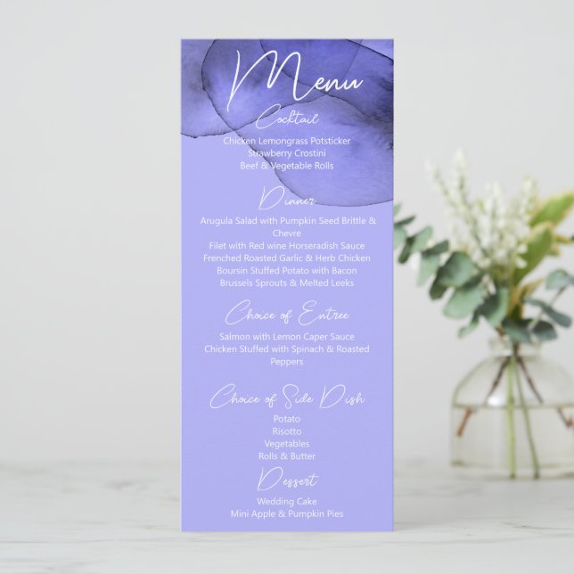 Menu Casamento com lavanda violeta azul (Em pé/Frente)