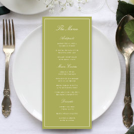 Menu Casamento com Letra Elegante em Verde Oliva