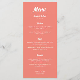 Menu Casamento com Letra Moderna em Rosa Coral