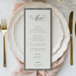 Menu Casamento com Listras de Caligrafia MAJESTOSA