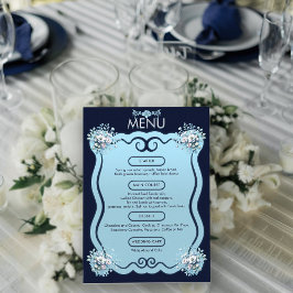 Menu Casamento com Marinho Floral de  Azul-claro-modern