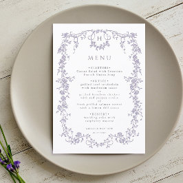 Menu Casamento com Moldura de Lavanda Vitoriana Frances