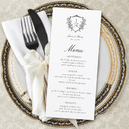Menu Casamento com Monograma de Floral Crest Regência E