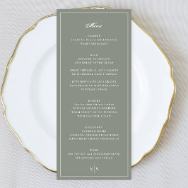 Menu Casamento com Monograma em Verde Sage em Moldura P