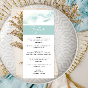 Menu Casamento com Nome de Convidado, Turquoise Wa