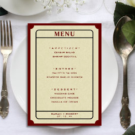 Menu Casamento com o Estúmulo de Bilhetes Retro 5x7