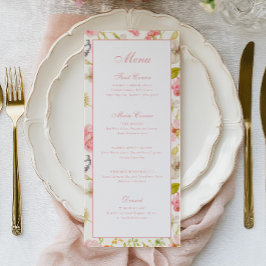 Menu Casamento com Padrão Floral Vintage