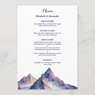 Menu Casamento com paisagens cobertas de neve
