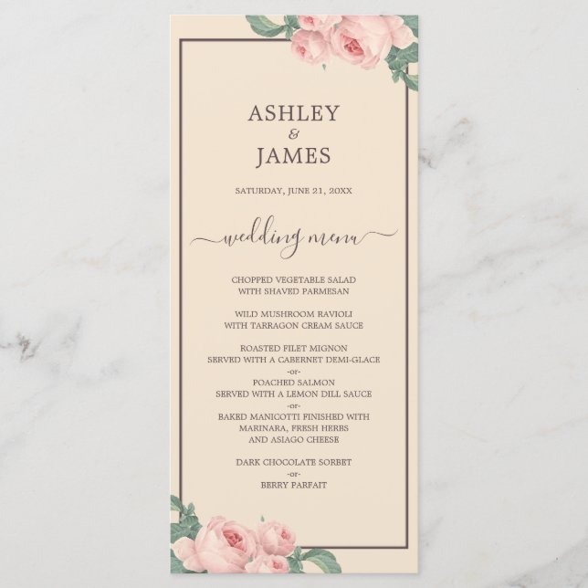 Menu Casamento com Rosa Rosa-Rosa-Rosa-Rosa-Ivory-Burgu (Frente)