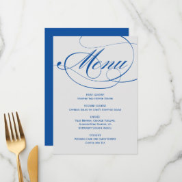 Menu Casamento com Script de Caligrafia de Cinza Azul E