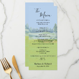 Menu Casamento com Tema de Golfe em Aquarela Personaliz