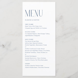 Menu Casamento com Tipografia Minimalista Moderna marin