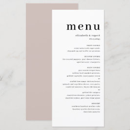 Menu Casamento com Tipografia Serif Script Minimalista 