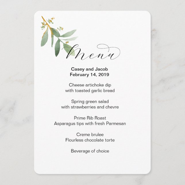 Menu Casamento com verde (Frente)