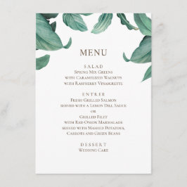 Menu Casamento com verde tropical. Botânica aquarela