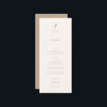 Menu Casamento Contemporâneo de Chic Beige Costeiro<br><div class="desc">Minimalista Contemporâneo de Chic Costeira,  menu de casamento. Tipografia bege com cores de fundo coordenadas.</div>