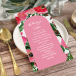 Menu Casamento Cor-de-Água Anêmona Arch Rosa<br><div class="desc">Design de anêmona de aquarela com arco rosa e texto branco.</div>