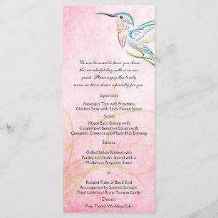Menu Casamento Cor de Água do Hummingbird Rosa