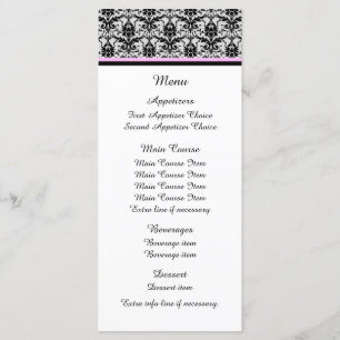 Menu Casamento Cor-de-Rosa Damasco Preto