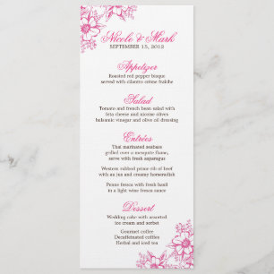 Menu Casamento cor-de-rosa do estilo da tipografia
