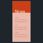 Menu Casamento Cor-de-rosa laranja moderno-escuro<br><div class="desc">Pode ser totalmente personalizado para atender às suas necessidades. © Gorjo Designs. Feito para você através da plataforma Zazzle. // Procurando itens correspondentes? Outros artigos de papelaria do conjunto disponível na seção "coleções" da minha loja. // Precisa de ajuda para personalizar o seu design? Tem outras ideias? Sinta-se à vontade...</div>