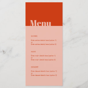 Menu Casamento Cor-de-rosa laranja moderno-escuro