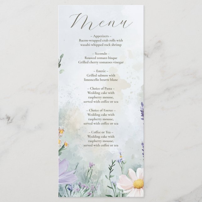 Menu Casamento Cor-de-rosa-pincel Elegante (Frente)