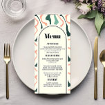Menu Casamento Cor-de-rosa Verde da Arca Retro<br><div class="desc">O "Menu de Casamento Verde Cor-de-Rosa da Arca Retrorna" apresenta uma mistura saborosa de talento de vintagem e sofisticação quítica. Este cartão de menu apresenta espirais brancas em verde-menta e cor-de-rosa, criando um arco que destaca as ofertas culinárias do evento. O layout contemporâneo é balanceado pela brincadeira do design retroinspirado,...</div>