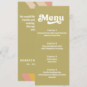 Menu Casamento Cor-de-Rosa Verde dos anos 70