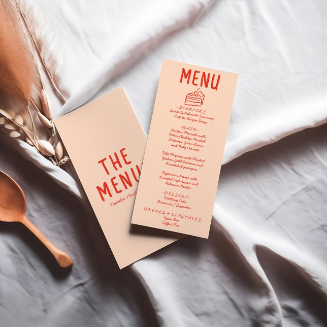 Menu Casamento Cor Vermelha Cor Laranja Laranja Desenha (Criador carregado)