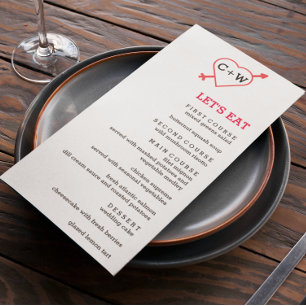 Menu Casamento Coração e Seta Monograma