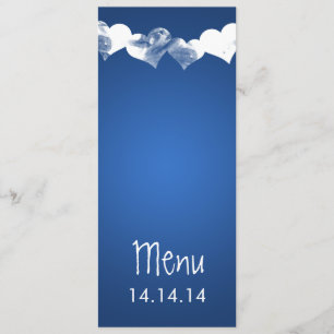 Menu Casamento Corações Grunge Azul