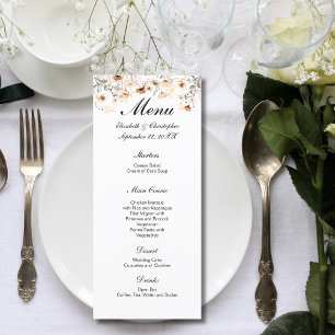 Menu Casamento Cores Neutras Boho Flores Silvestres