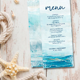 Menu Casamento Costeiro de Sea Blue Beach Waves Waterco